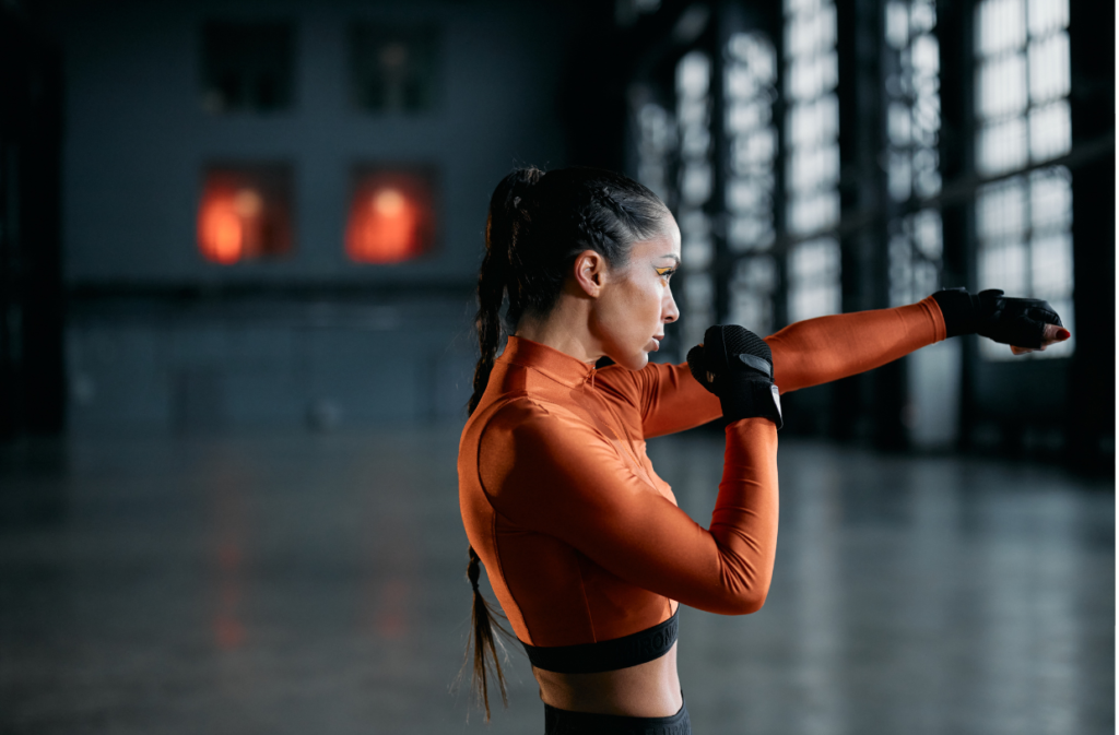 Woman shadow boxing for exercise