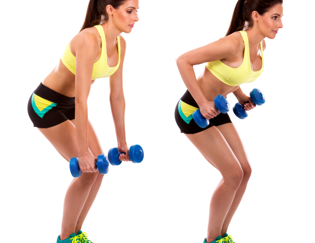 Woman doing bent over row