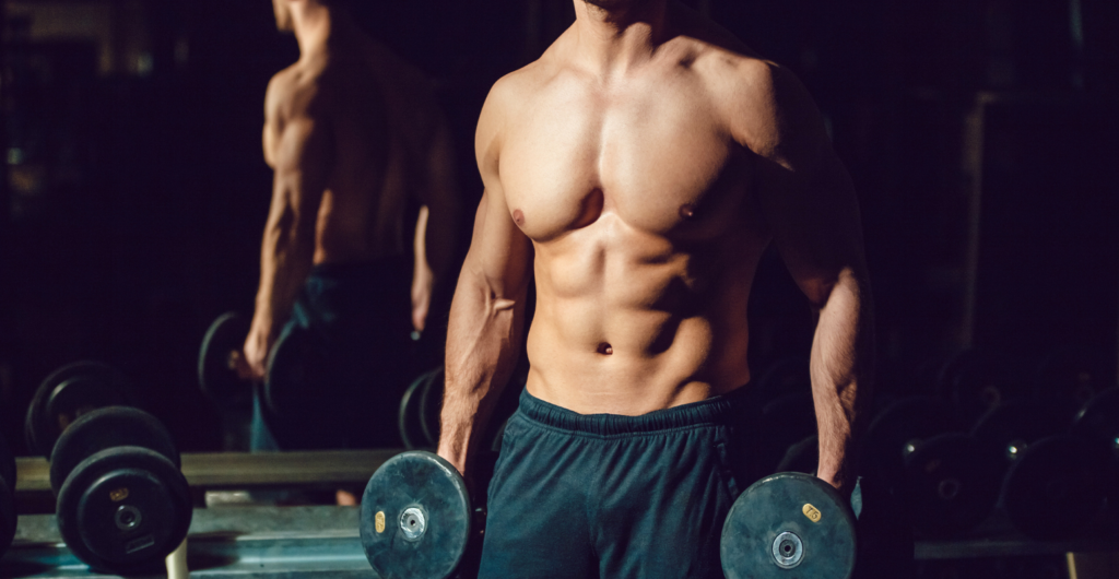 Man holding dumbbells