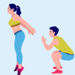 Man and Woman doing jump squat calesthenics