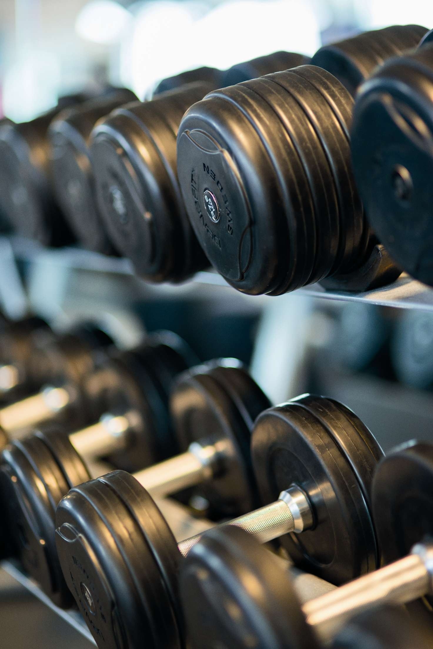 Dumbbells on rack